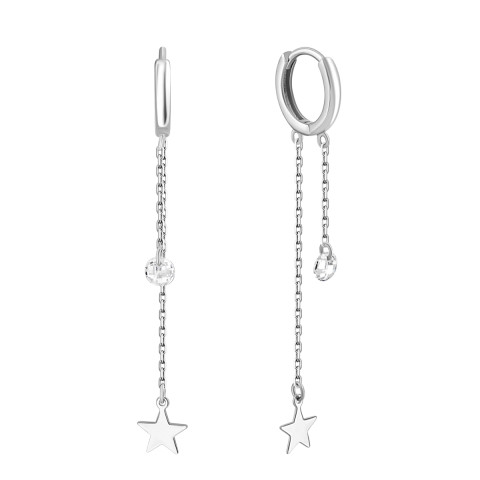 Срібні сережки-підвіски з фіанітами (EA63662)