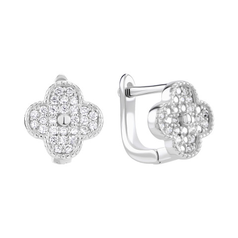 Срібні сережки з фіанітами (FE15573)