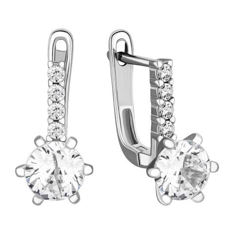 Срібні сережки з фіанітами (FE16426)