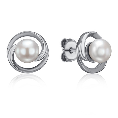 Срібні сережки-пусети з перлами (GE02276A-E/12/4564)