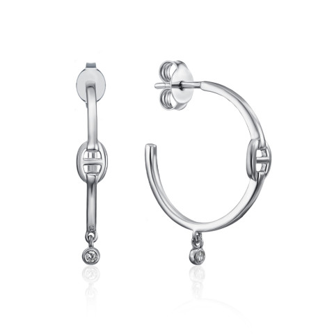 Срібні сережки-конго з фіанітами (GE02368A-E/12/1)