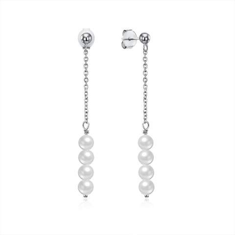 Срібні сережки-підвіски з перлами (GE02390A-E/12/4553)