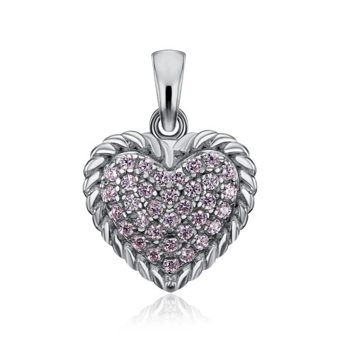 Срібна підвіска Серце з фіанітами (GP13960A-P/12/1504)