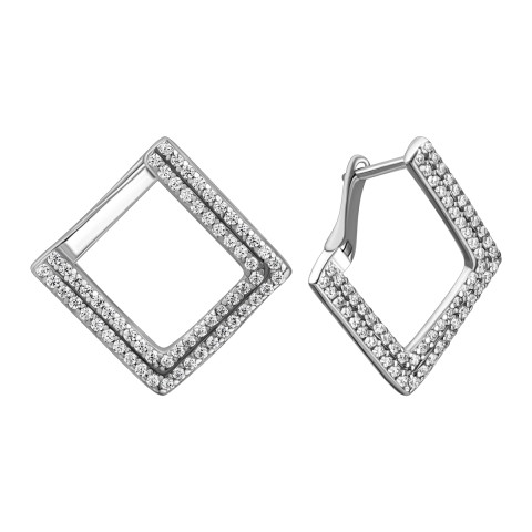 Срібні сережки з фіанітами (JB00225)