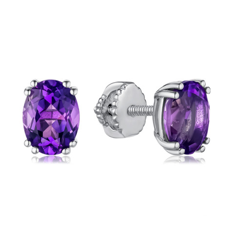 Срібні пусети з аметистом KRS_627-AM-E/12/5037