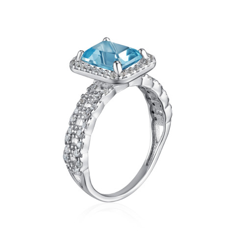 Срібна каблучка з топазом та фіанітами KRS_652-TOP-R/12/16050