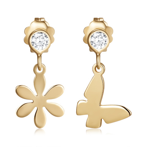 Срібні пусети з позолотою та фіанітами ORT_9088-E/20/1