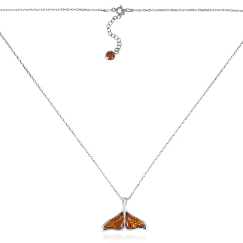 Срібне кольє з бурштином P921-CHAIN18-K/12/2787