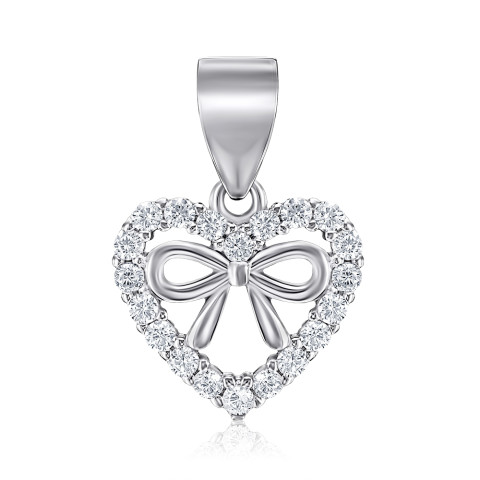 Срібна підвіска Серце з фіанітами PE40740-P/12/1