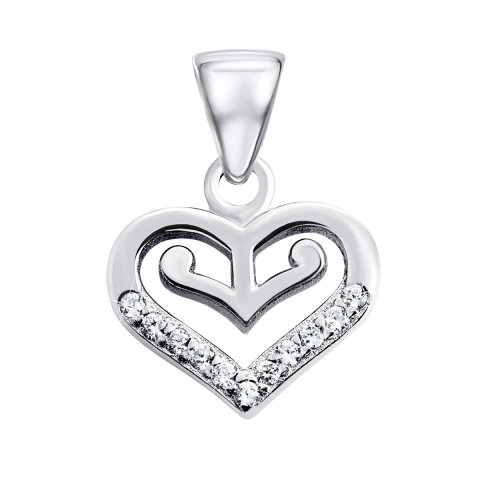 Срібна підвіска Серце з фіанітами (PP2460)