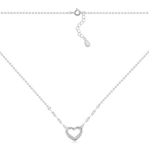 Срібне кольє Серце з фіанітами S00006-N-K/12/1