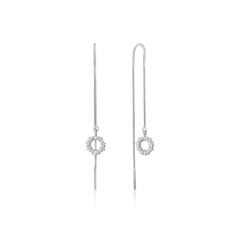 Срібні сережки-протяжки з фіанітами (SE00322-E/12/1)