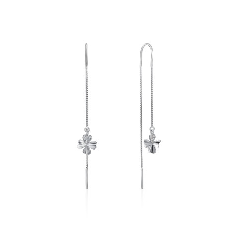 Срібні сережки-протяжки з фіанітами (SE00343-E/12/1)