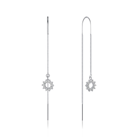 Срібні сережки-протяжки з фіанітами SE00395-E/12/1