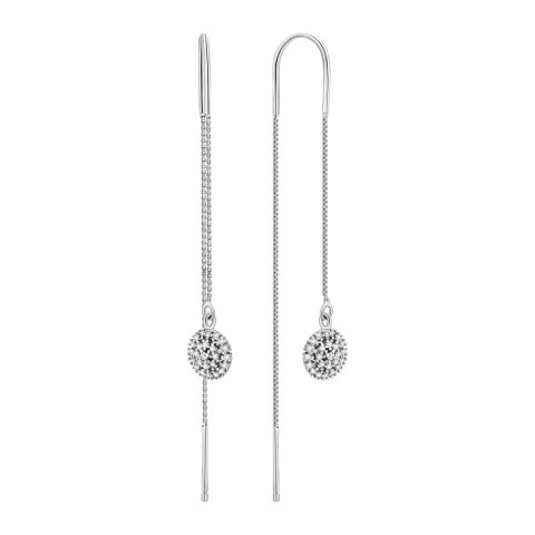 Срібні сережки-протяжки з фіанітами (SE00523)