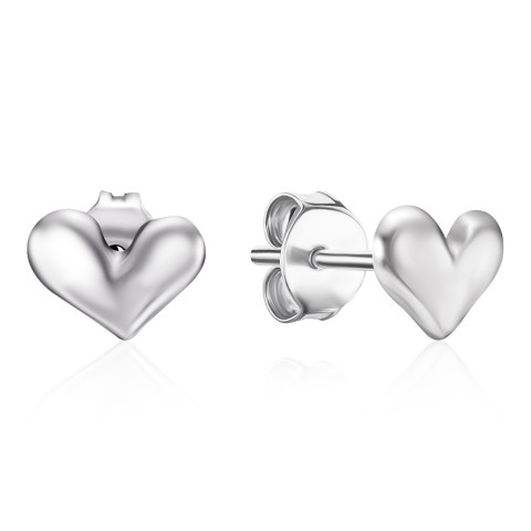 Срібні сережки-пусети Серце (SE00631-E/12)