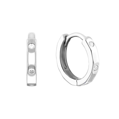 Срібні сережки-конго з фіанітами (SE00688)