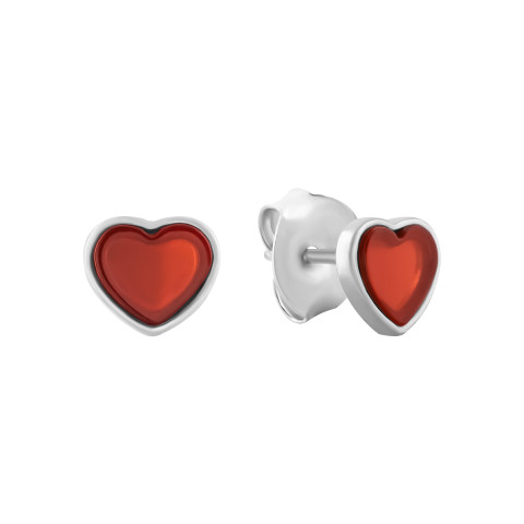 Срібні сережки-пусети Серце з фіанітами (SE00878)