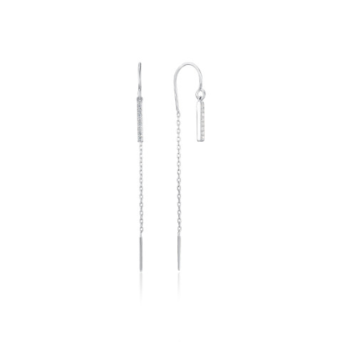 Срібні сережки-підвіски з фіанітами (SE01179-E/12/1)