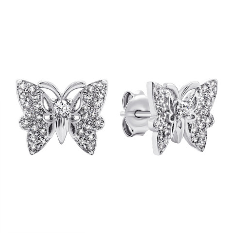 Срібні пусети Метелик з фіанітами (SE1855)