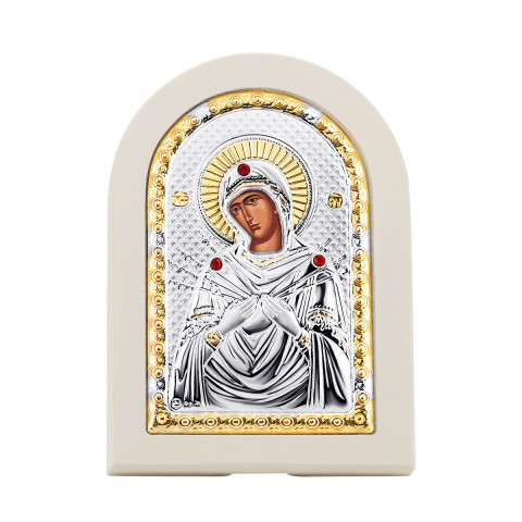 Срібна ікона Божої Матері Семистрільна (MA/E1114/WH-DX)