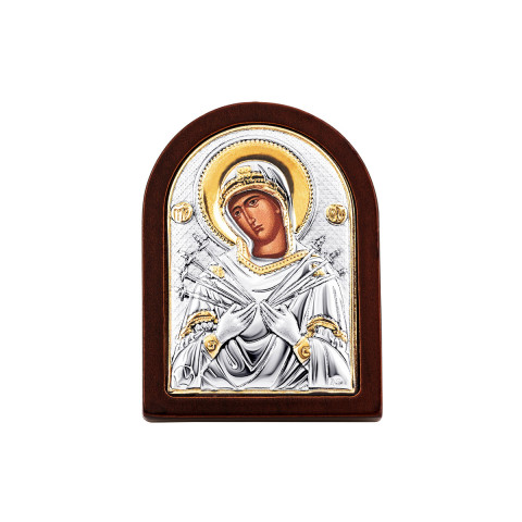 Срібна ікона Божої Матері Семистрільна (MB/E1114OX)