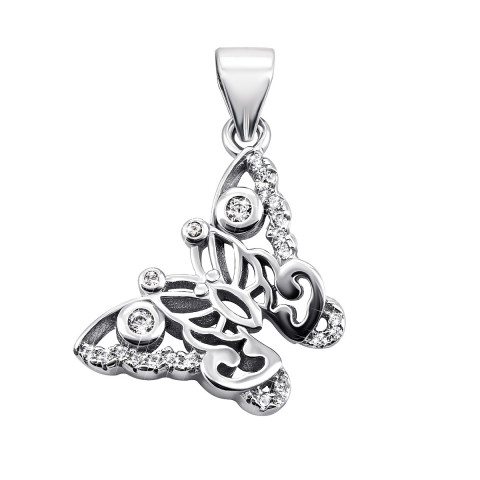 Срібна підвіска Метелик з фіанітами (1PE46162-P)