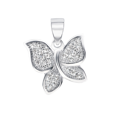 Срібна підвіска «Метелик» з фіанітами (S507p)