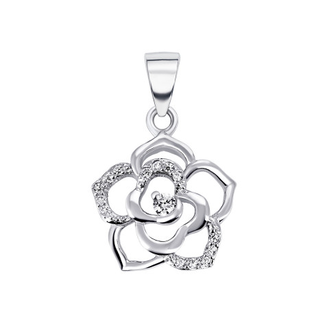 Срібна підвіска Квітка з фіанітами (1PE46036)