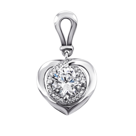 Срібна підвіска Серце з фіанітами (1PE46420)