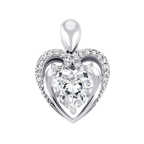 Срібна підвіска Серце з фіанітами (1PE66226)