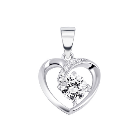 Срібна підвіска Серце з фіанітами (1PE67158)