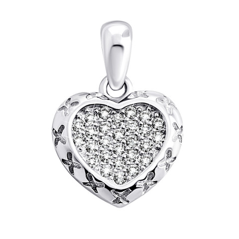 Срібна підвіска Серце з фіанітами (1SE62119P)