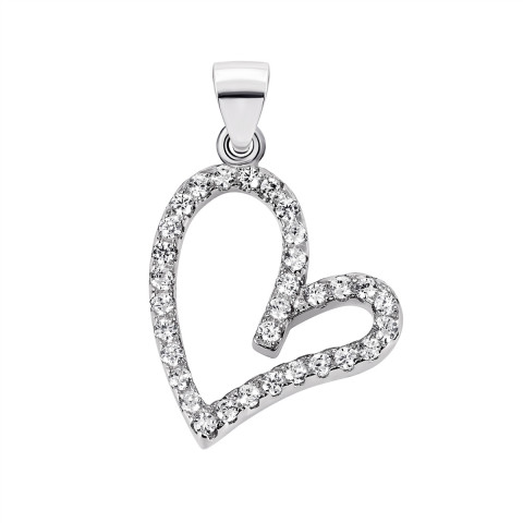 Срібна підвіска Серце з фіанітами (7P18492)
