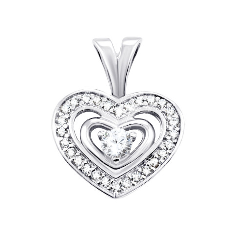 Срібна підвіска Серце з фіанітами (P10682)