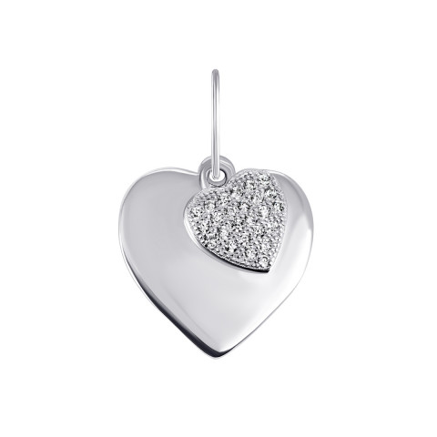 Срібна підвіска Серце з фіанітами (П2Ф/1045)