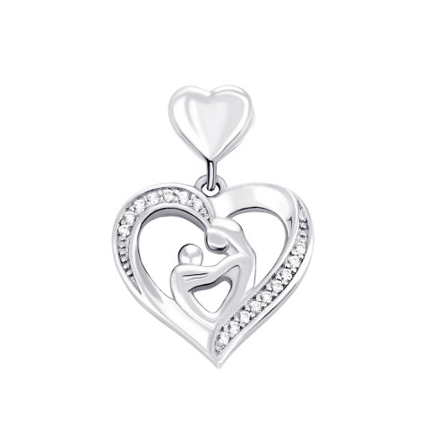 Срібна підвіска Серце з фіанітами (П2Ф/1113)