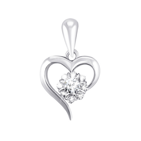 Срібна підвіска Серце з фіанітами (PE40340)