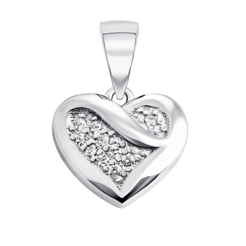 Срібна підвіска Серце з фіанітами (PP2466)