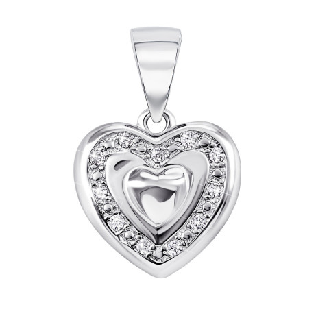 Срібна підвіска Серце з фіанітами (PP2471)