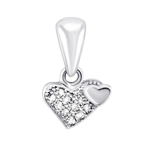 Срібна підвіска Серце з фіанітами (TP0364)