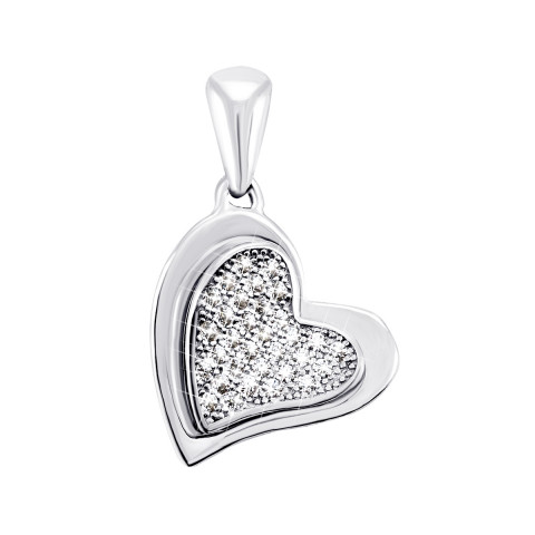 Срібна підвіска Серце з фіанітами (TP041304)