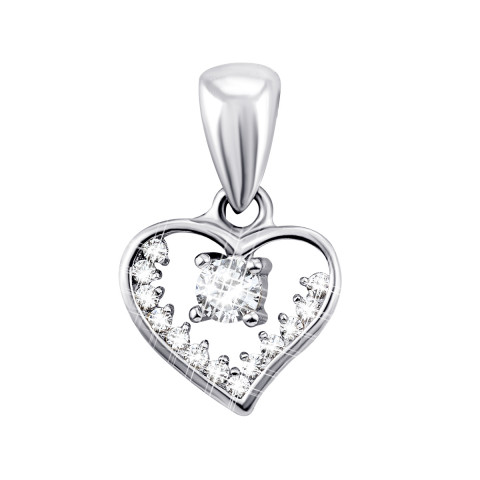 Срібна підвіска Серце з фіанітами (TP108810)