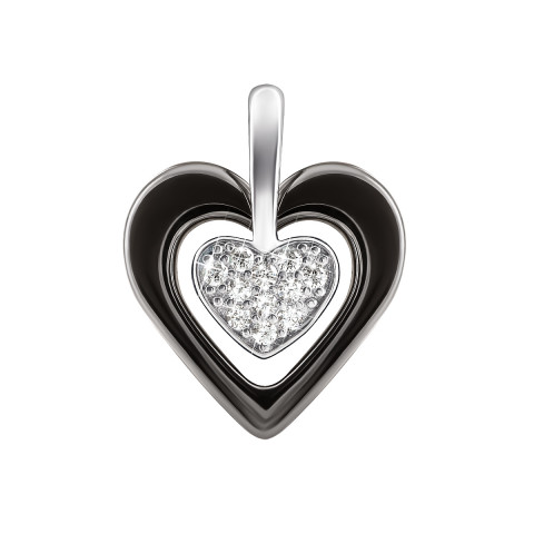 Срібна підвіска Серце з керамікою і фіанітами (ПК2ФК/1010)