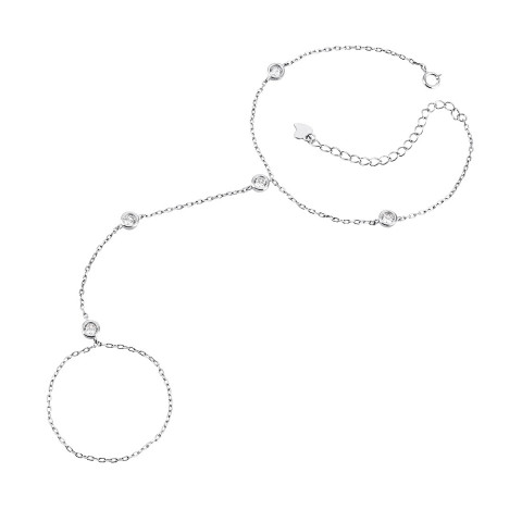 Срібна каблучка-браслет з фіанітами (Б2Ф/808)