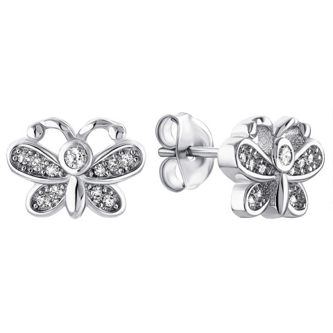 Срібні пусети Метелик з фіанітами (1EA93517)