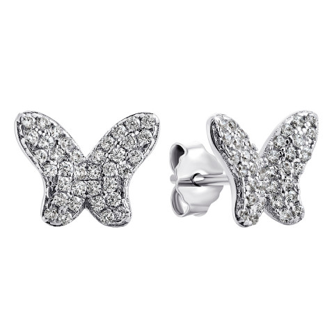 Срібні пусети Метелик з фіанітами (E00055)