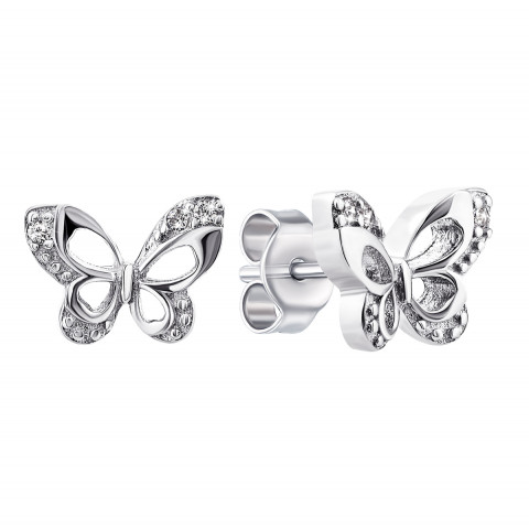Срібні пусети Метелик з фіанітами (PESS0477)
