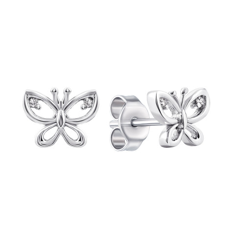 Срібні пусети Метелик з фіанітами (PSS0590ES)