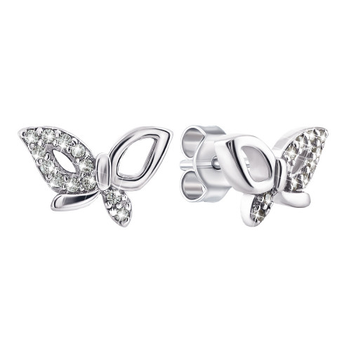 Срібні пусети Метелики з фіанітами (1EA93382)